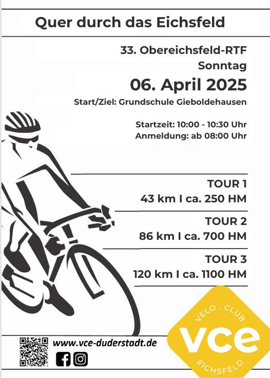 06. April 2025 33. RTF Rund um das Eichsfeld